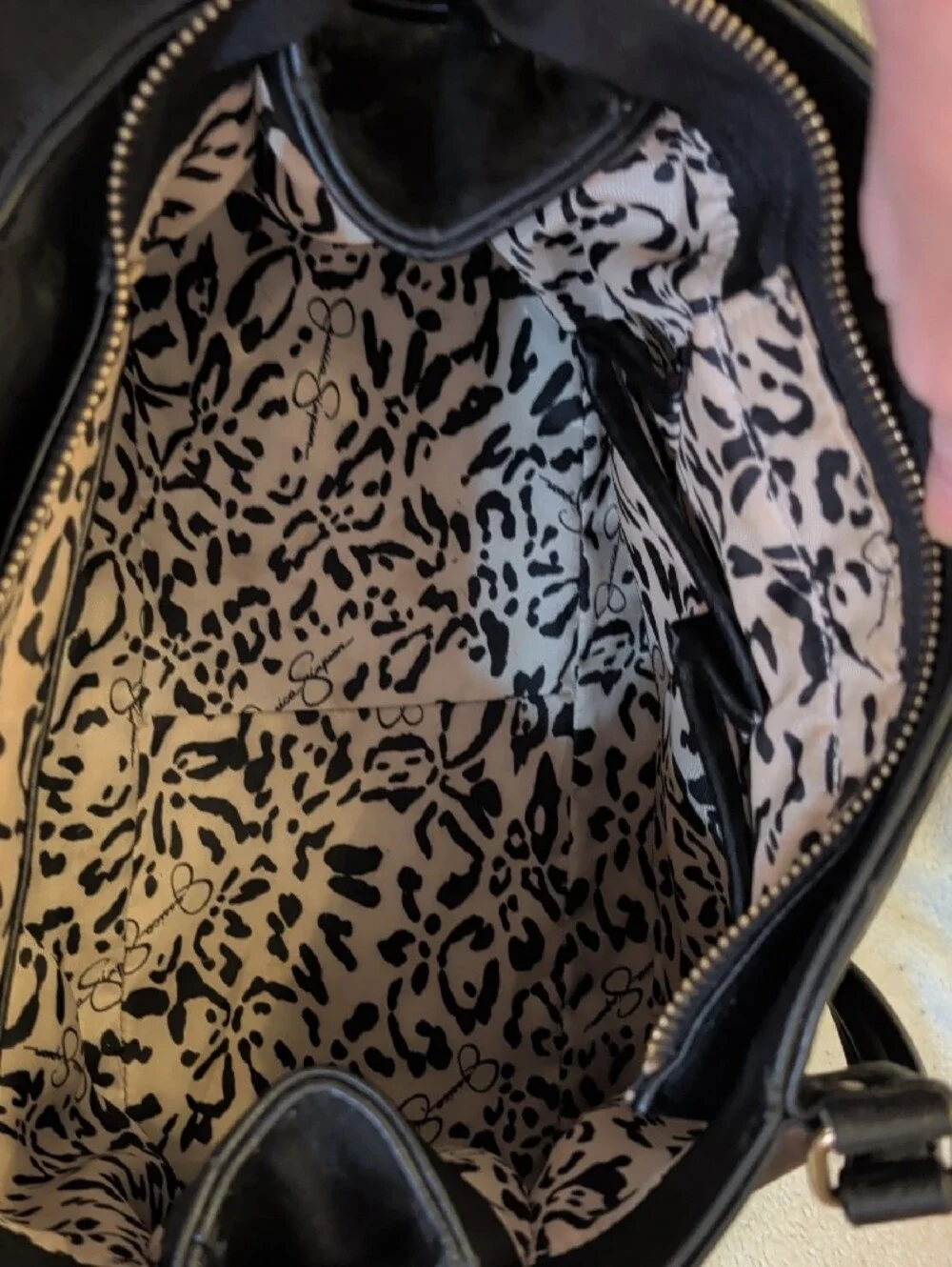 Jessica Simpson Black Women's Shoulder Bag with Gold Butterfly Charm